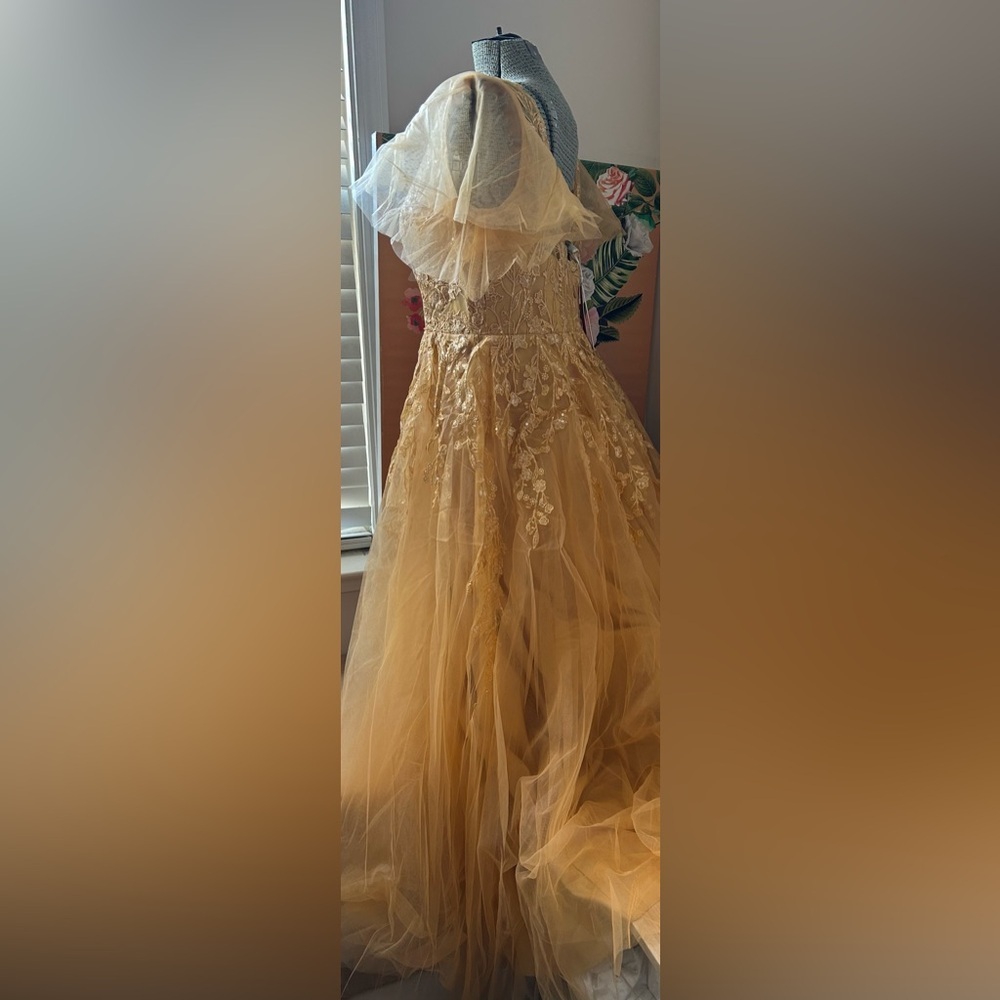 NWT JJ’s HOUSE GOLD EVER PRETTY SEQUIN, TULLE, LACE APPLIQUE’ Sz16. STUNNING! - Picture 5 of 11